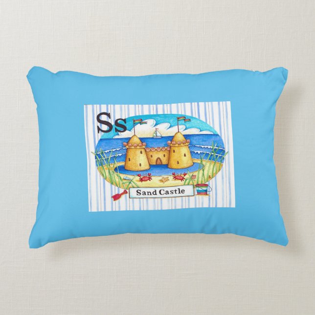 S is for Sandcastle Decorative Cushion (Front)