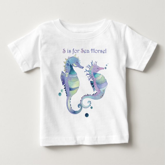 S is for Sea Horse Cute Baby Baby T-Shirt (Front)