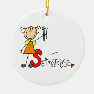 S is for Seamstress Ceramic Ornament