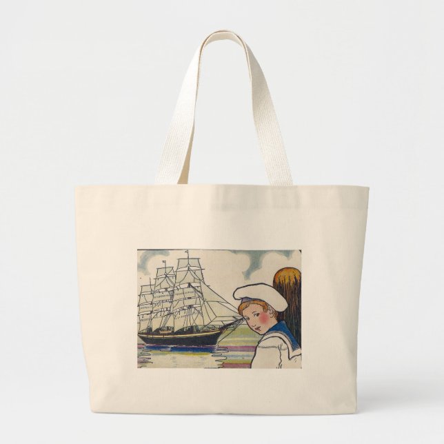 S is for ship large tote bag (Front)