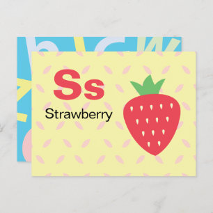 S is for Strawberry - Alphabet Flash Card