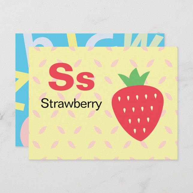 S is for Strawberry - Alphabet Flash Card (Front/Back)
