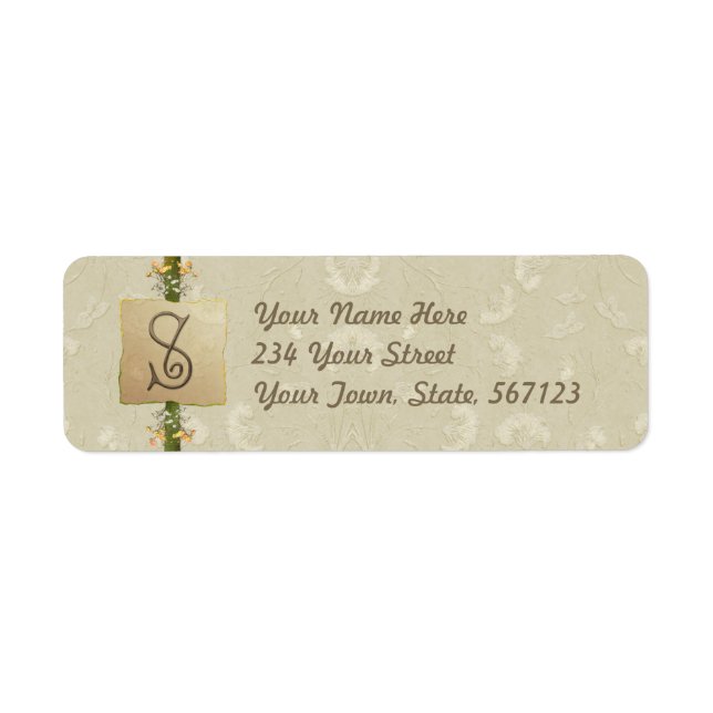 S - Ivory Elegance Monogram Return Address Label (Front)