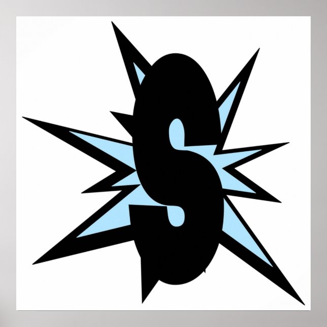 S letter as comic art  monogram S initials alphab Poster (Front)