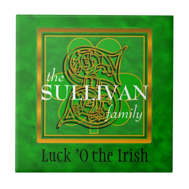 S "Luck of the Irish" Family Custom Monogram Tile (Front)