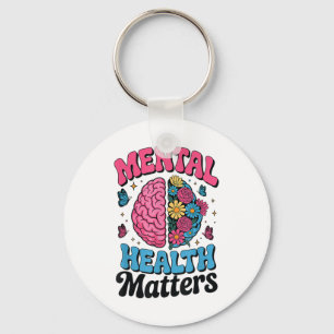 S Mental Health Floral Brain Therapist Inspiration Key Ring
