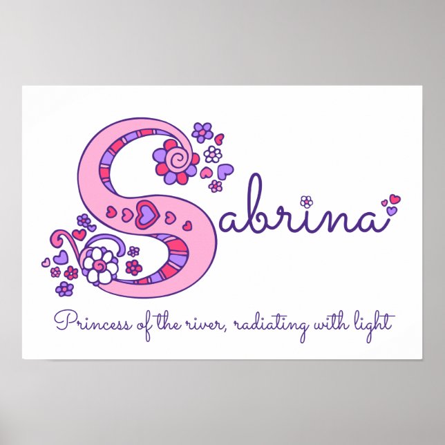 S monogram art Sabrina girls name meaning poster (Front)