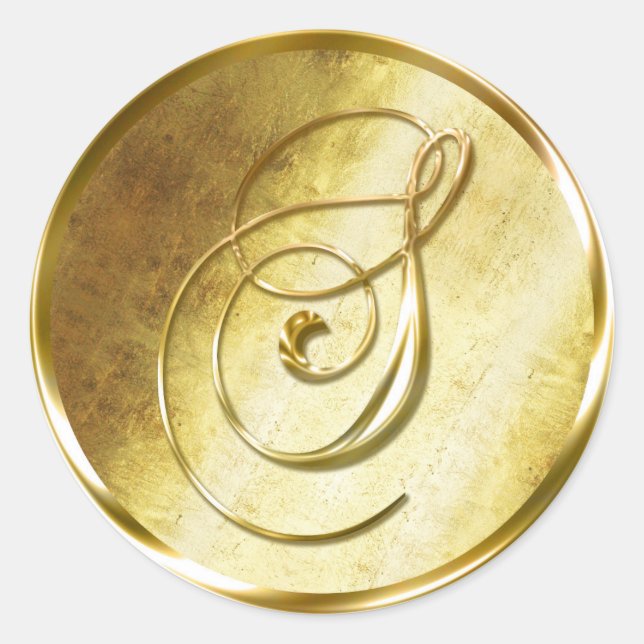 S Monogram Faux Gold Envelope Seal Stickers (Front)