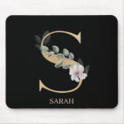 S Monogram Floral Personalised Mouse Pad
