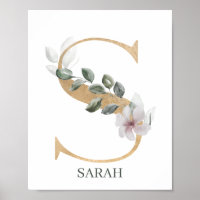 S Monogram Floral Personalised