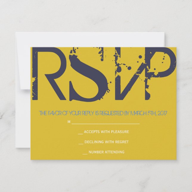S Monogram Initials Bar Bat Mitzvah Reply Card (Front)