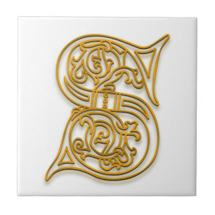 S Monogram "Irish Gold" Ceramic Tile