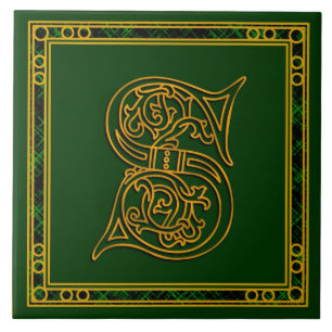 S Monogram “Irish Gold on Green” Ceramic Tile