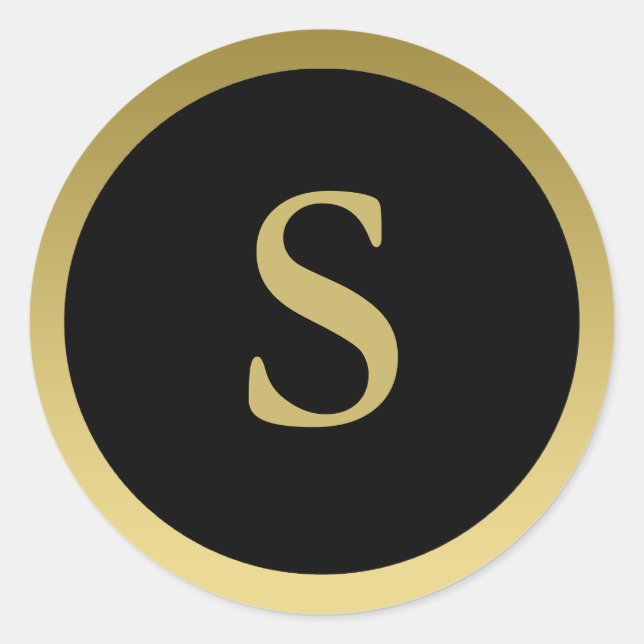 S :: Monogram S Elegant Gold and Black Sticker (Front)