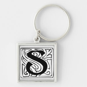 S Monogramm schwarz weiß Schlüsselanhänger Key Ring