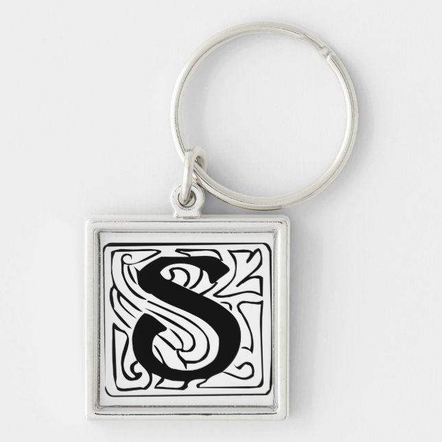 S Monogramm schwarz weiß Schlüsselanhänger Key Ring (Front)