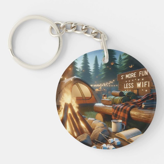 S’more Fun Camping Keychain – Rustic Accessory (Front)