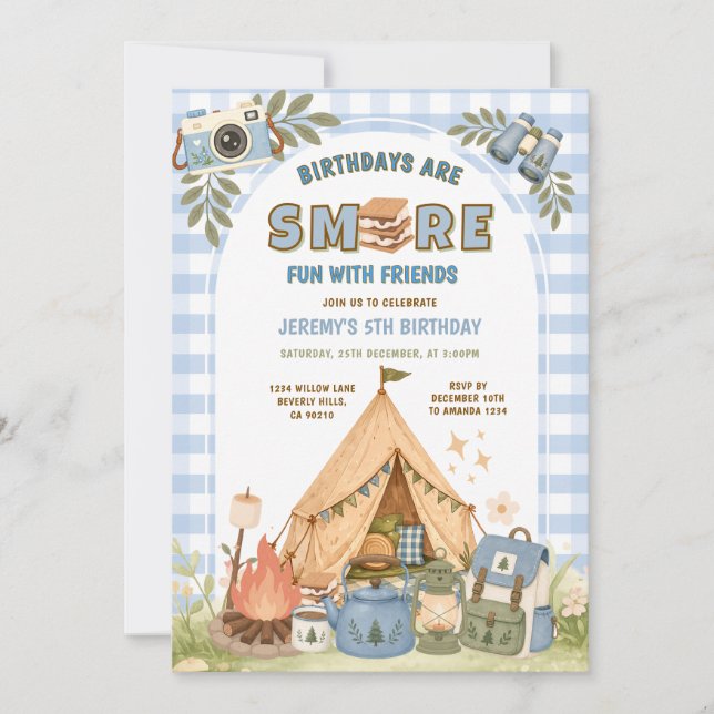 S’more Fun With Friends Camping Birthday  Invitation (Front)
