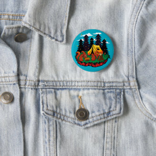 S’more Fun With This Camping Squirrel 6 Cm Round Badge