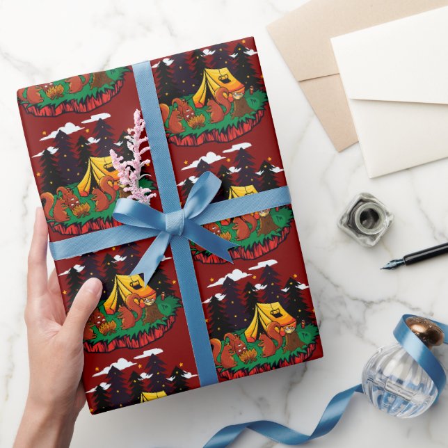 S’more Fun With This Camping Squirrel Wrapping Paper (Gifting)