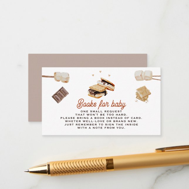 S’more Love Books for Baby Shower Enclosure Card (Front/Back In Situ)