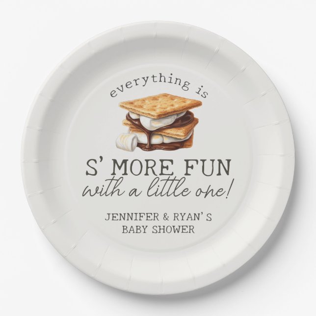 S’mores Fall Bonfire Outdoor Baby Shower Paper Plate (Front)