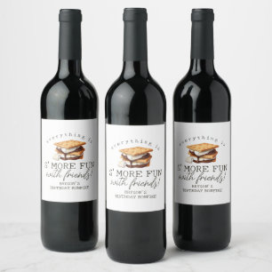 S’mores Fall Bonfire Outdoor Birthday Favour Wine Label
