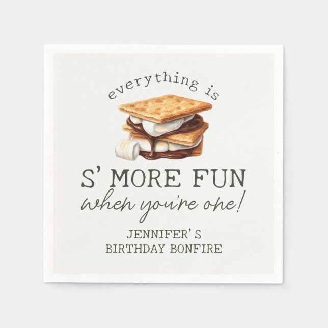 S’mores Fall Bonfire Outdoor First Birthday Napkin (Front)