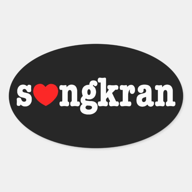 s❤ngkran ~ Heart (Love) Songkran Oval Sticker (Front)