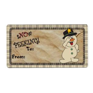 S"no"w Peeking Snowman Gift Tags Christmas