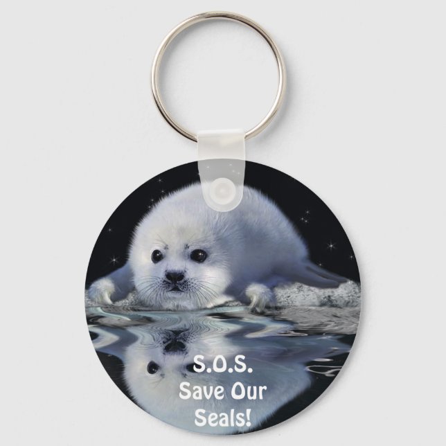 S.O.S. SAVE OUR HARP SEALS KEY RING (Front)