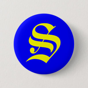 S - OLD ENGLISH 6 CM ROUND BADGE