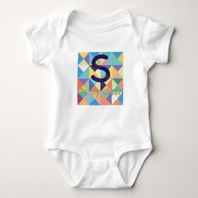 S on my Chest Cotton Onesy Baby Bodysuit (Front)