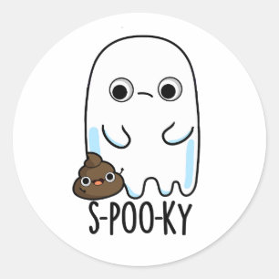 S-poo-ky Funny Ghost Poop Pun  Classic Round Sticker