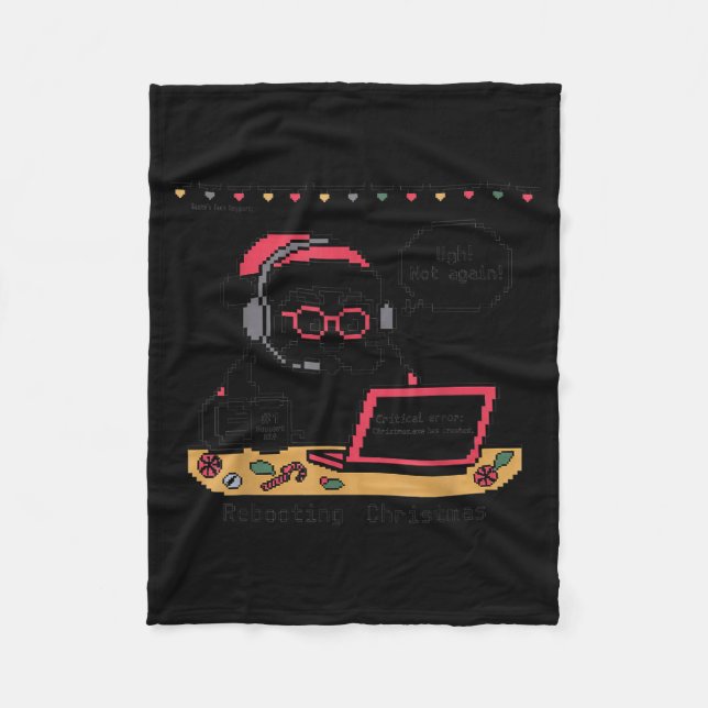 s Rebooting Santa Support Humor Tech Fleece Blanket (Front)