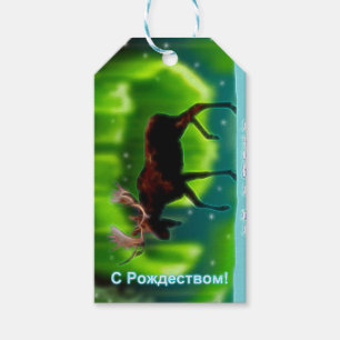 S Rozhdestvom - Northern Lights Moose Gift Tags