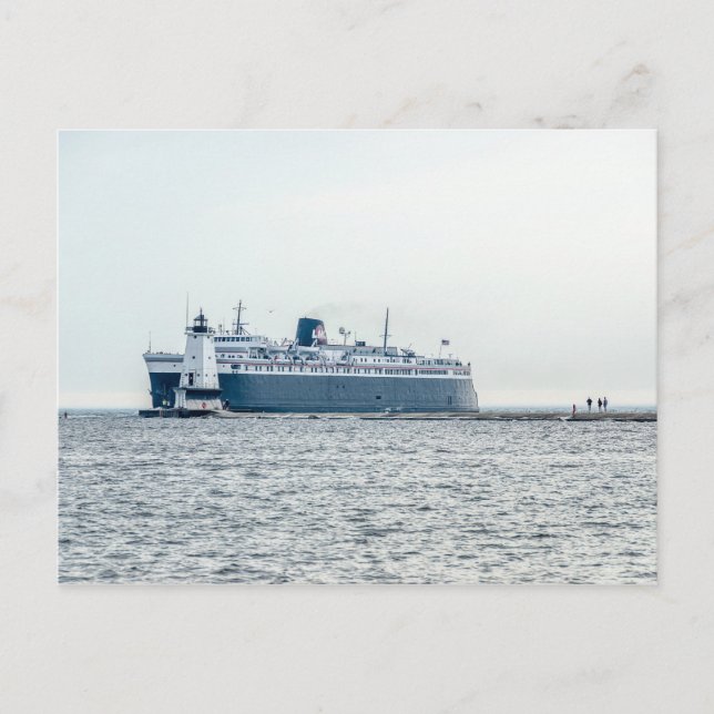 S.S. Badger Emerging From the Haze Postcard (Front)