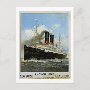 S.S. Caledonia - New York to and from Glasgow Postcard