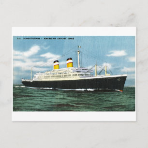 S.S. Constitution American Express Lines Vintage Postcard