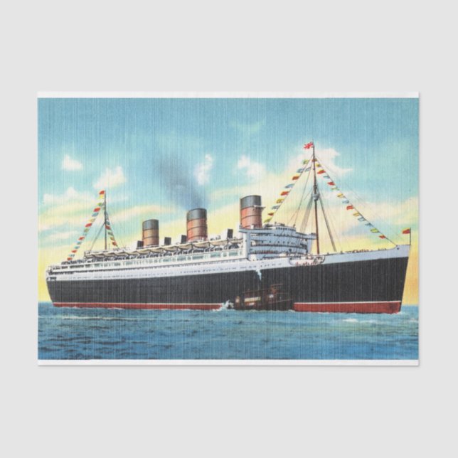 S. S. Queen Mary (1930–1945) Ocean Liner Tissue Paper (Front)