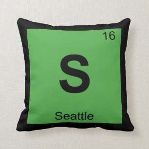 S - Seattle Washington Chemistry Periodic Table Cushion