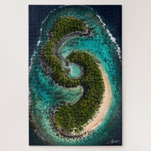 S-Shaped Island with Hidden Hot Spring Lagoon Sate Jigsaw Puzzle