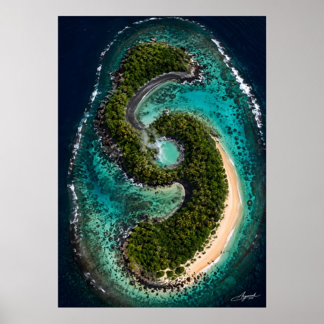 S-Shaped Island with Hidden Hot Spring Lagoon Sate Poster (Front)
