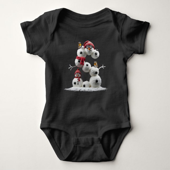 S-shaped Snowman-minion Baby Bodysuit (Front)
