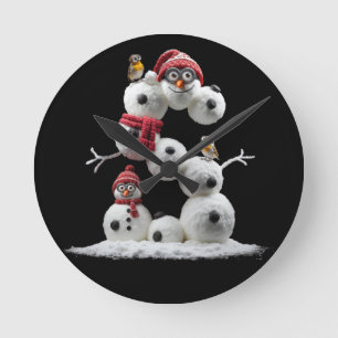 S-shaped Snowman-minion Round Clock