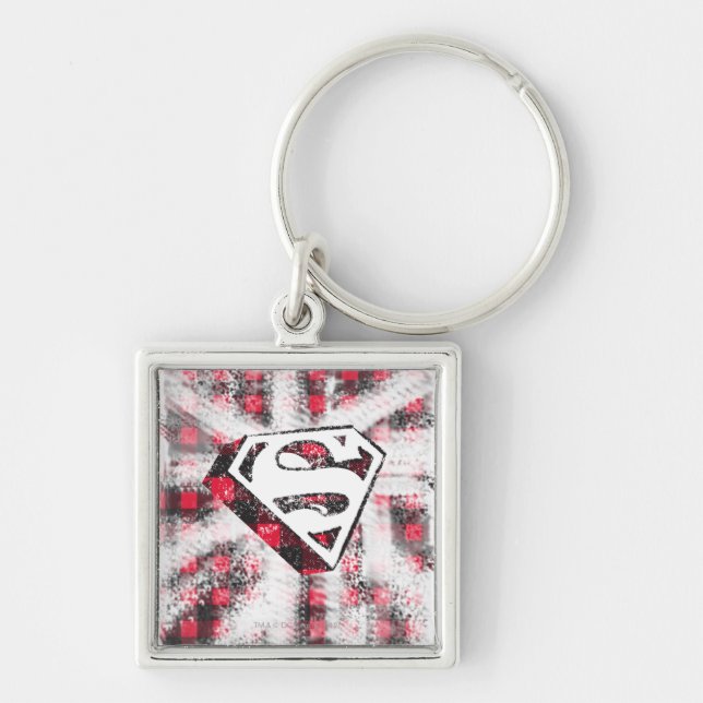 S-Shield Over Plaid Key Ring (Front)