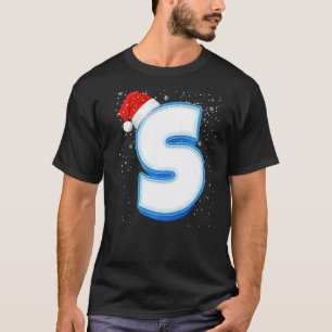 S Snowy Capital Christmas Monogram Alphabet Letter T-Shirt