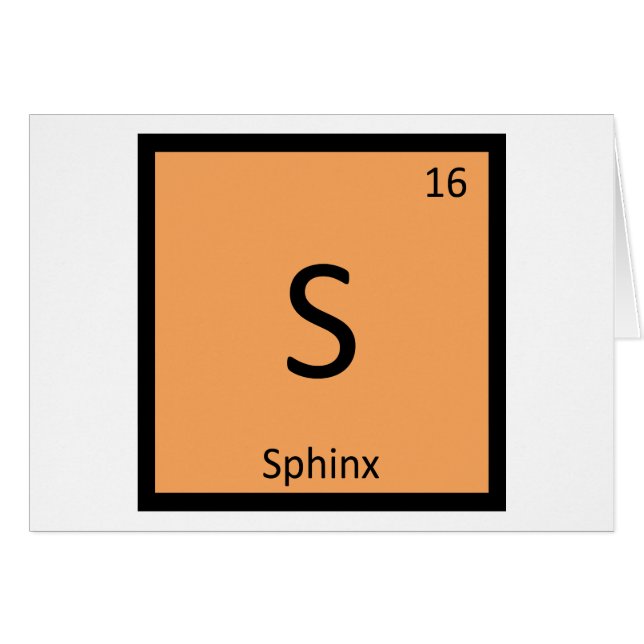 S - Sphinx Cat Chemistry Periodic Table Element (Front Horizontal)