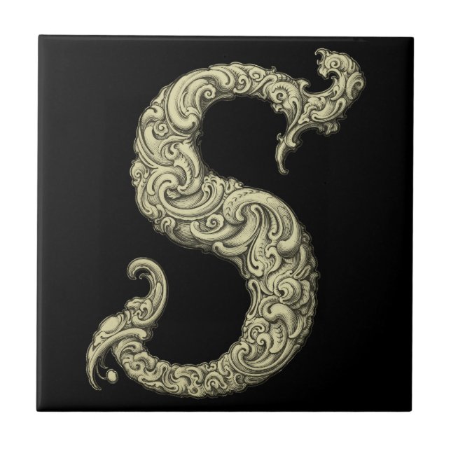 S - The Falck Alphabet (Golden) Ceramic Tile (Front)