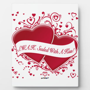 S.W.A.K. Sealed With A Kiss! Red Hearts Plaque